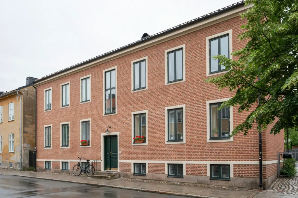 renovering av tegelfasad och omfogning p bostadshus i sundbyberg